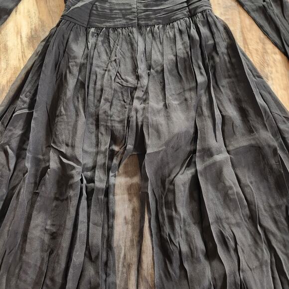 Retrofete Angela Dress Black Silk Size XS Long Sleeve Sheer NWT V Neck - Picture 10 of 15